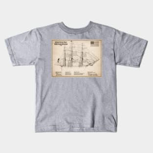 USS Constitution frigate blueprint plan - SD Kids T-Shirt